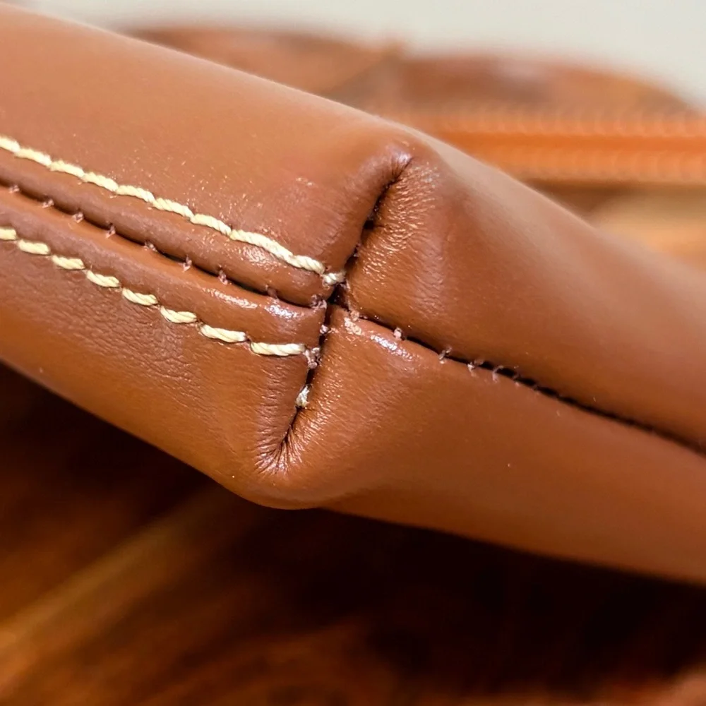 Dooney & Bourke Wexford Natural Brown Leather Double Zip Wristlet Clutch NWOT